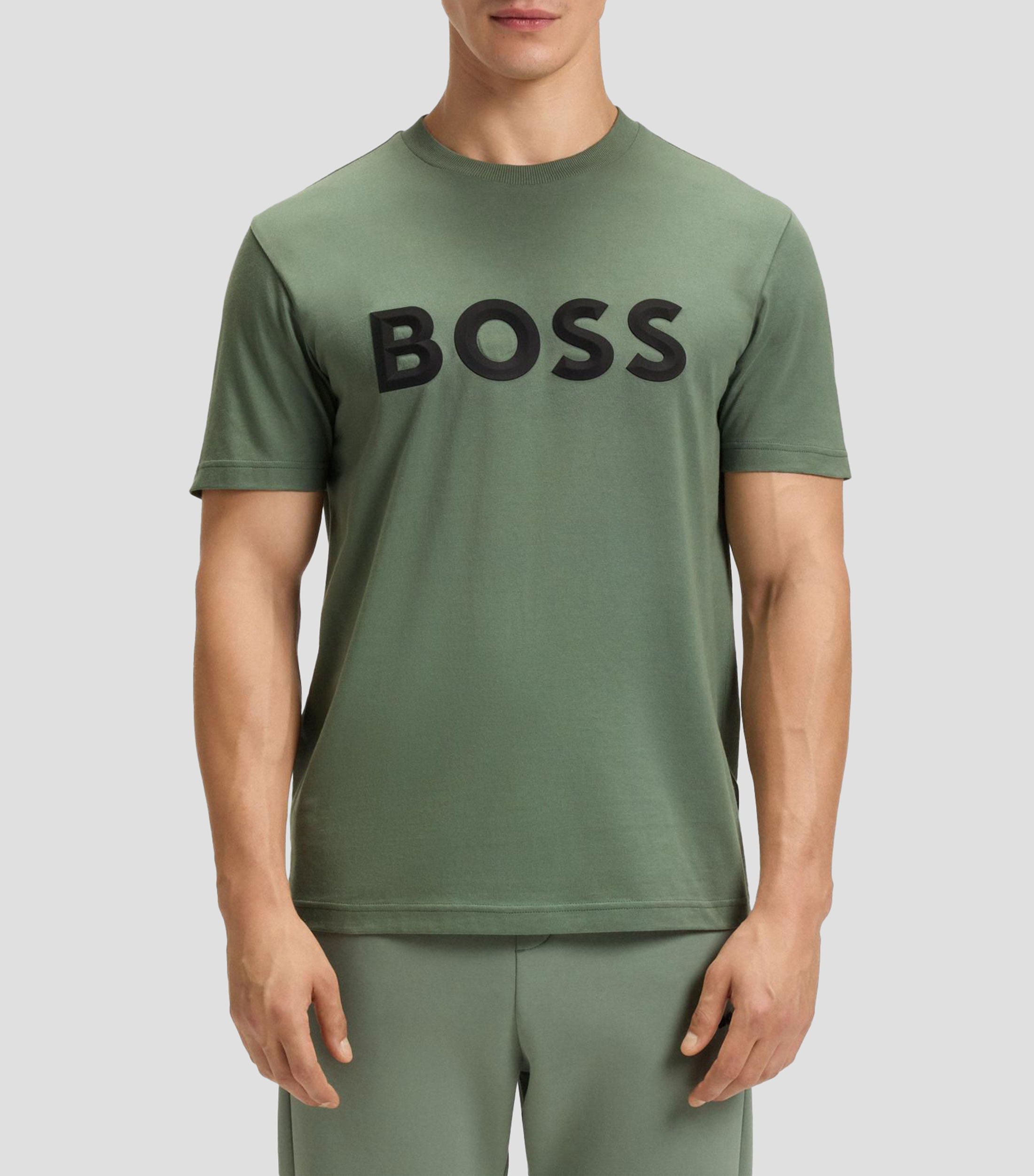 Playera de punto de algodón con logo en 3D Hombre